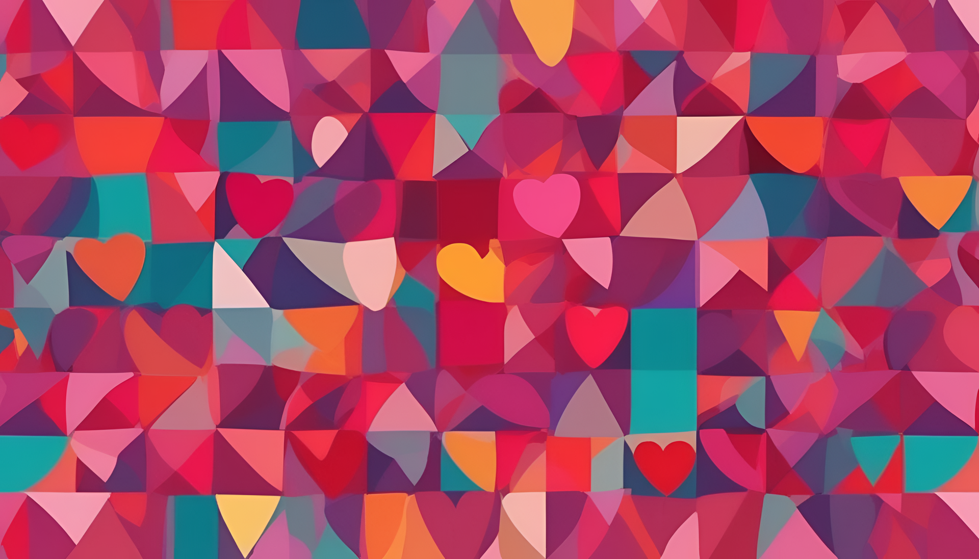 Colorful hearts on a vibrant background.