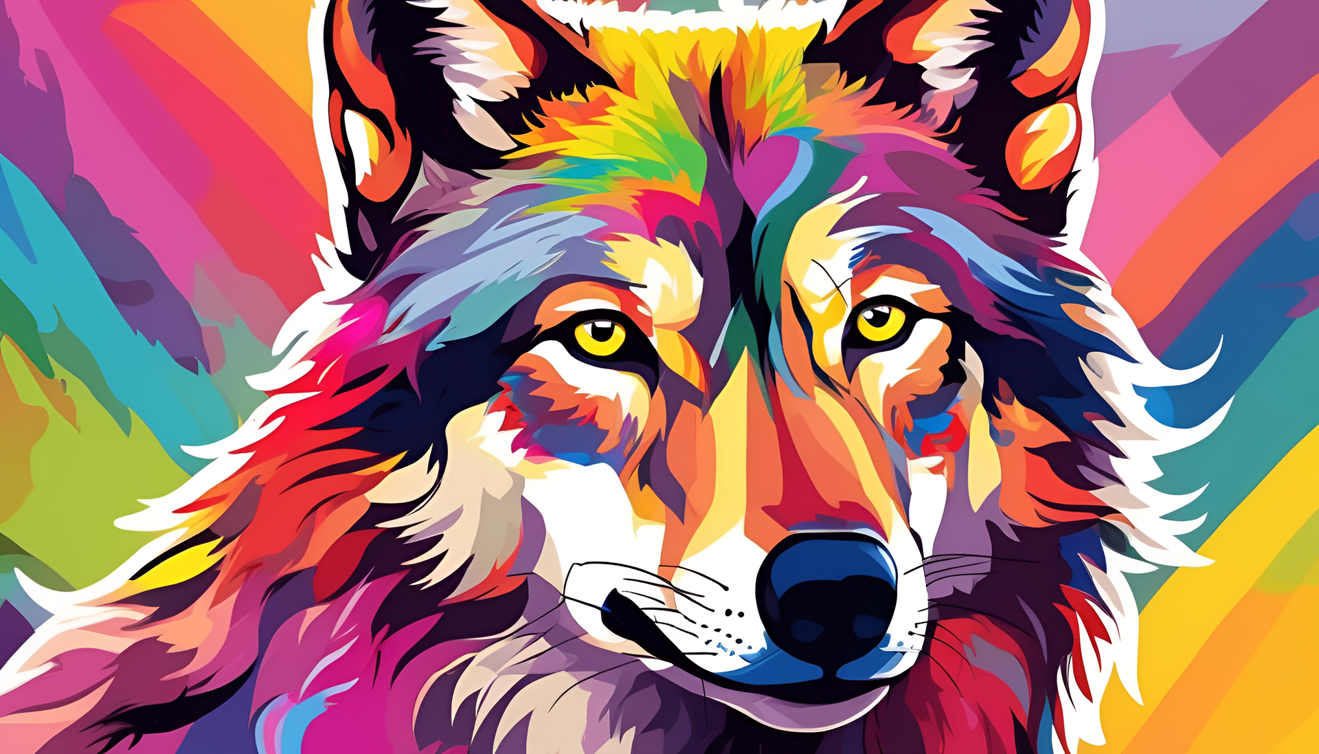 Colorful wolf on a vibrant background