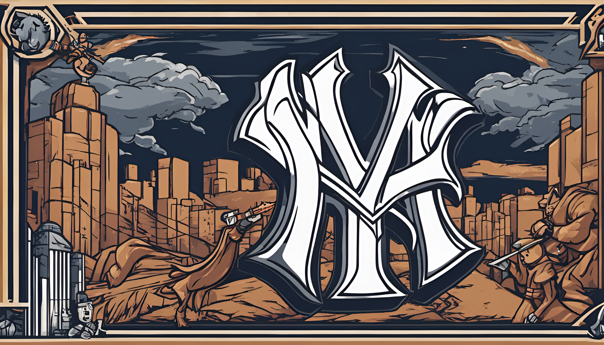 New York Yankees logo with a cool RPG game twist as a HD desktop wallpaper.