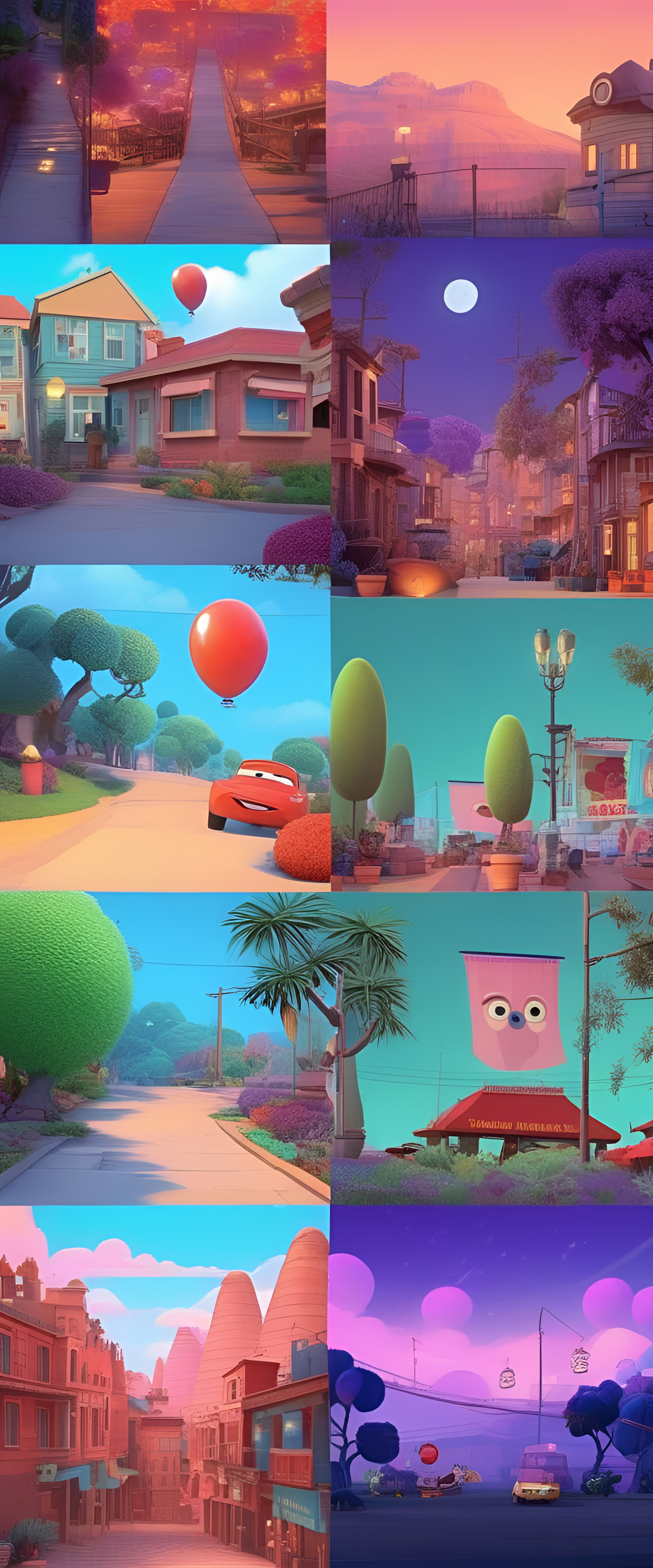 Colorful Pixar-style wallpaper with aesthetic background elements.