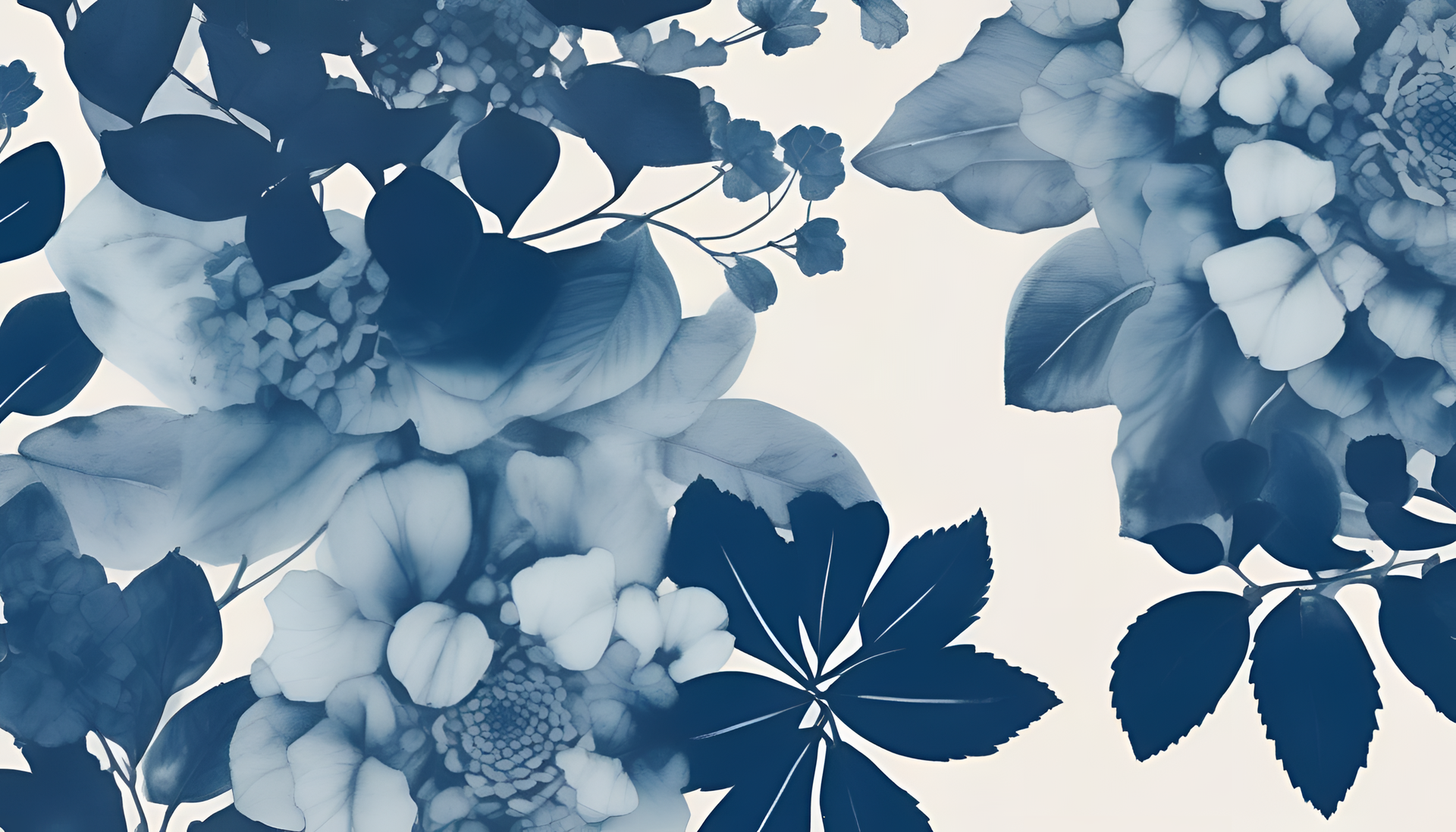 Aesthetic blue iPhone wallpaper with a cyanotype print design.