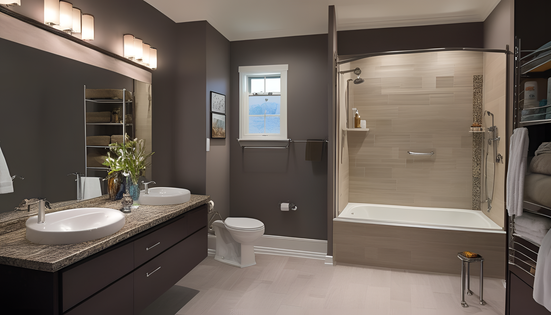 Contemporary bathroom with bright studio lighting.