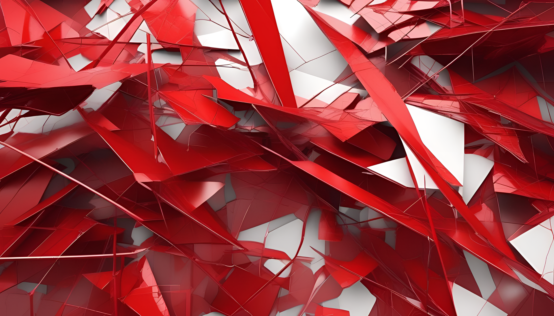 Bold red shards creating an abstract broken glass effect.