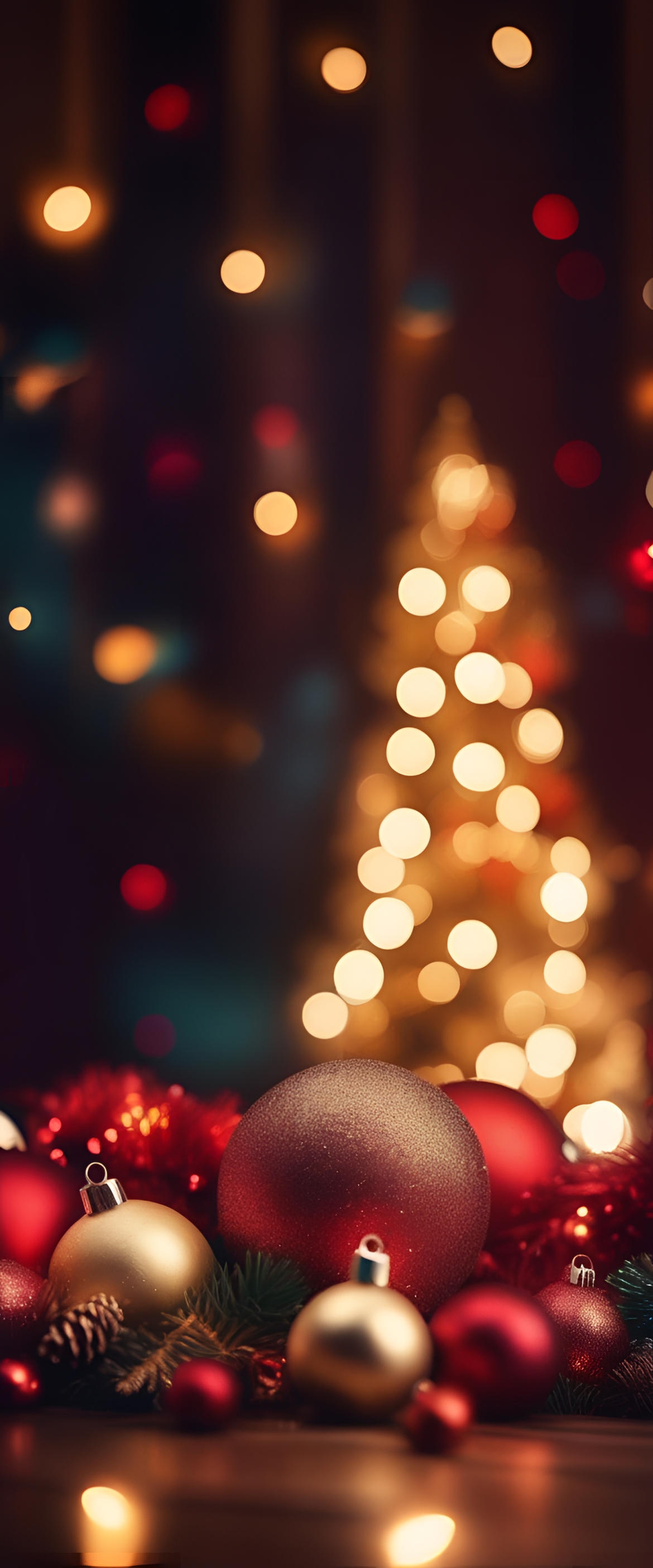 Festive holiday lights and colors create a vibrant Christmas wallpaper.