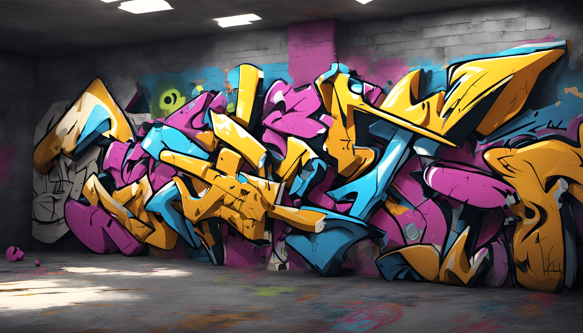 Vibrant graffiti art with playful color and sharp details.