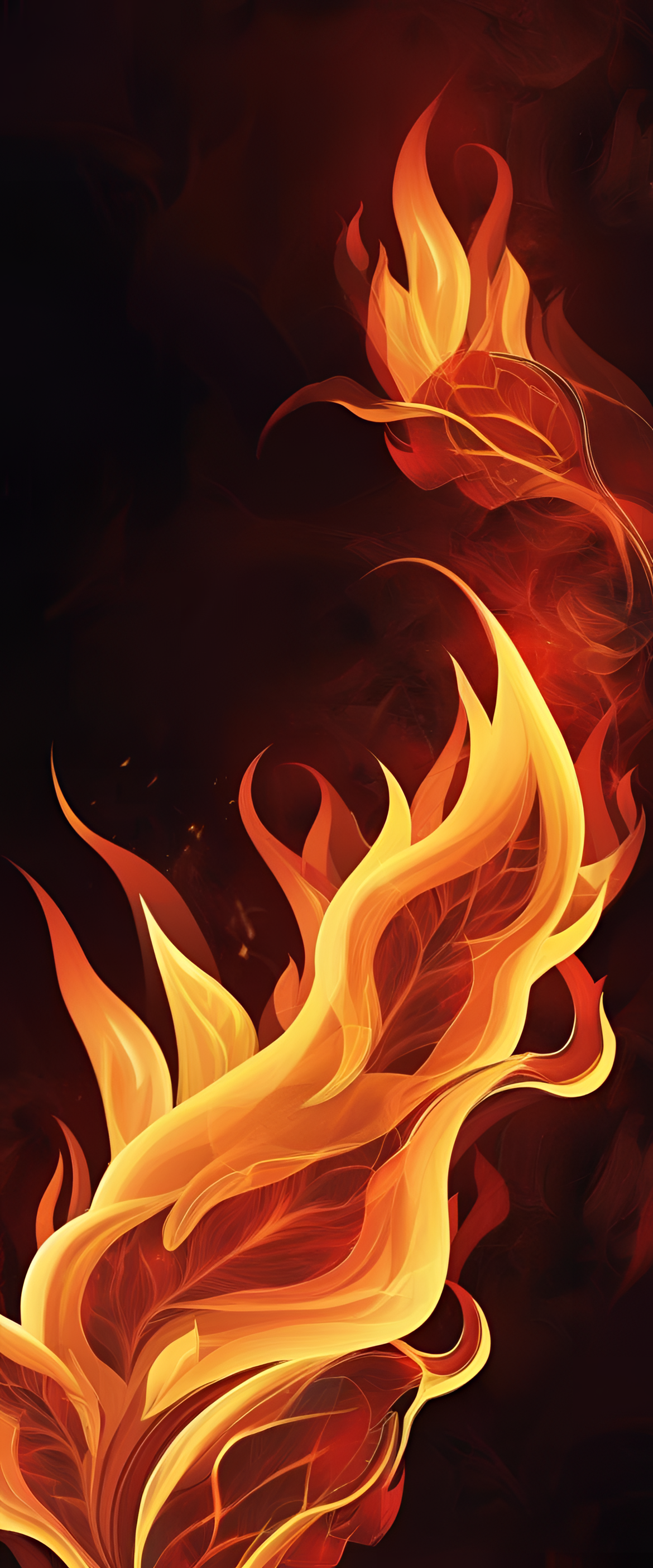 Flaming inferno in vibrant hues, blazing a mesmerizing display for a striking phone wallpaper.