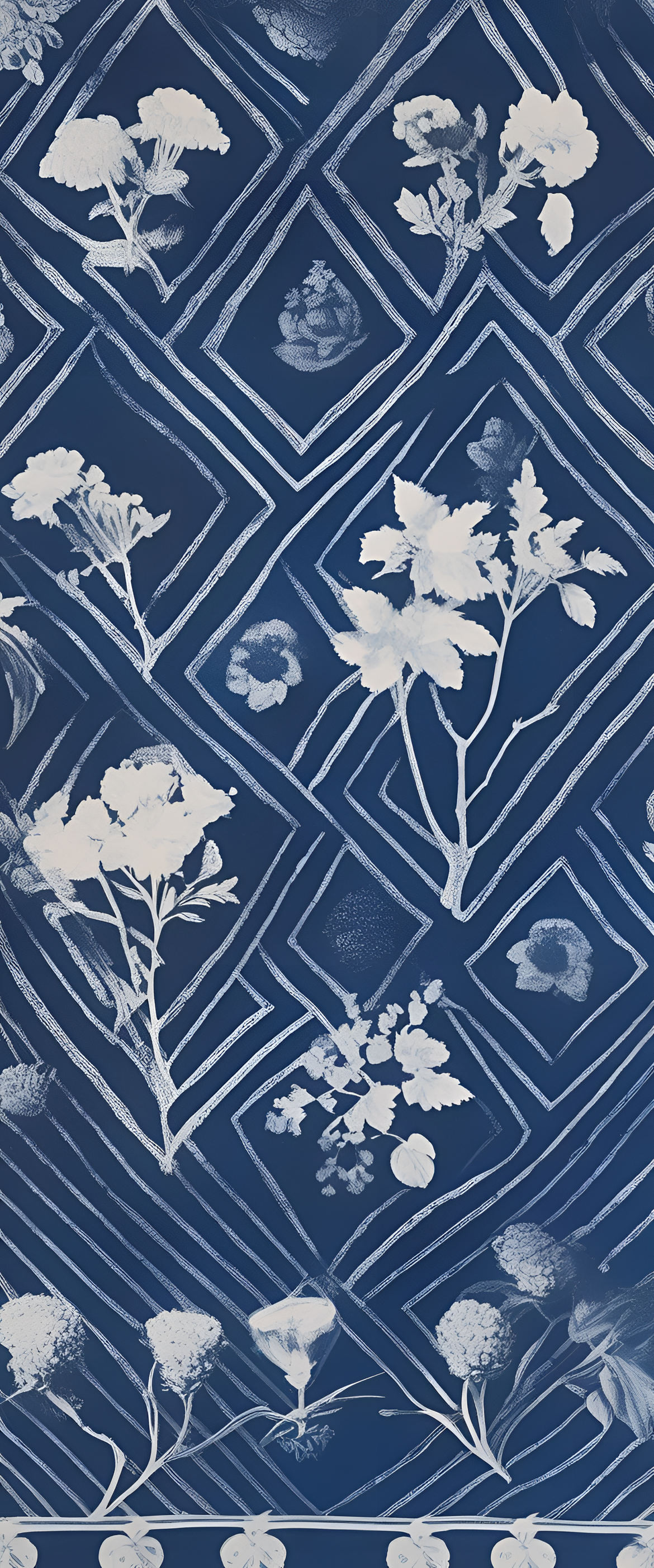 Gucci cyanotype print wallpaper.