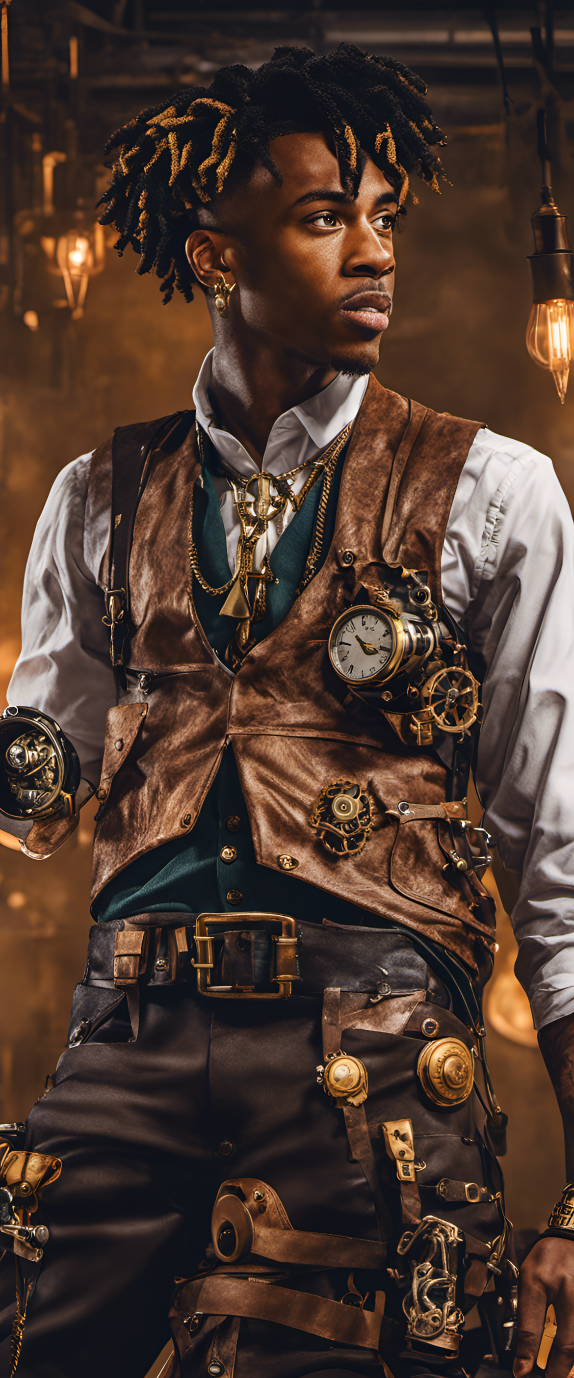 Steampunk-themed wallpaper featuring Ja Morant in a dynamic pose, showcasing his basketball skills.