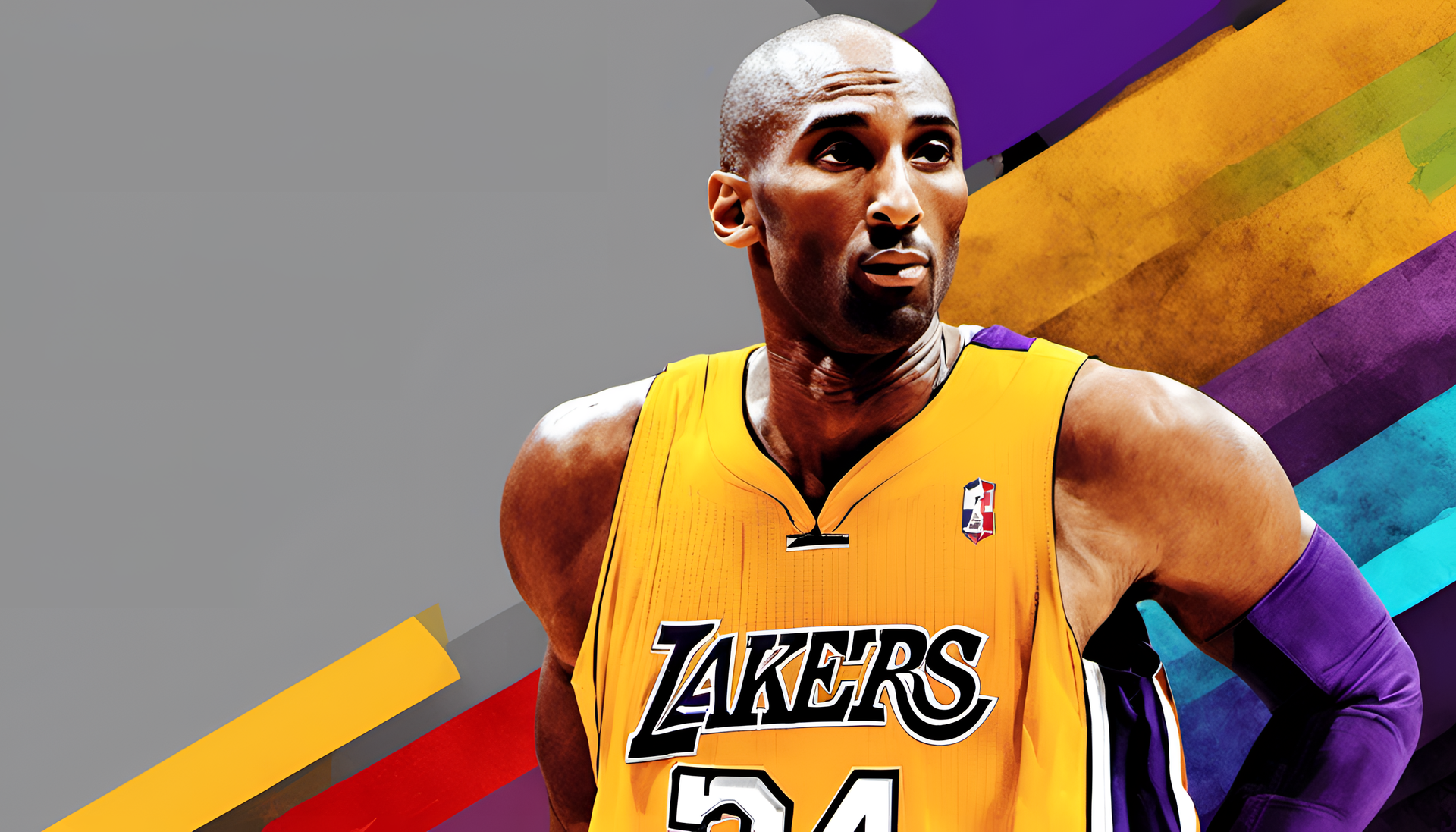 Kobe Bryant in vibrant triadic colors.