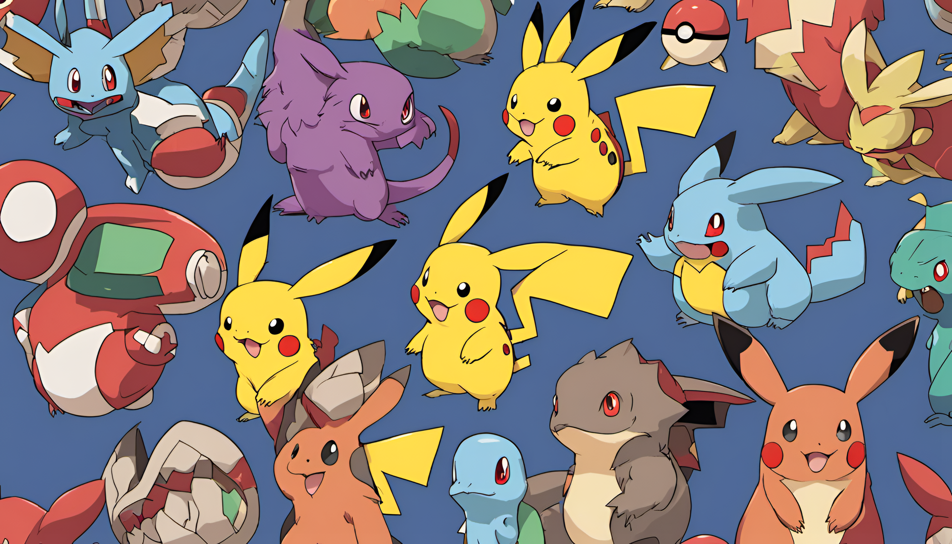 Vibrantly colored Pokémon under studio lighting.