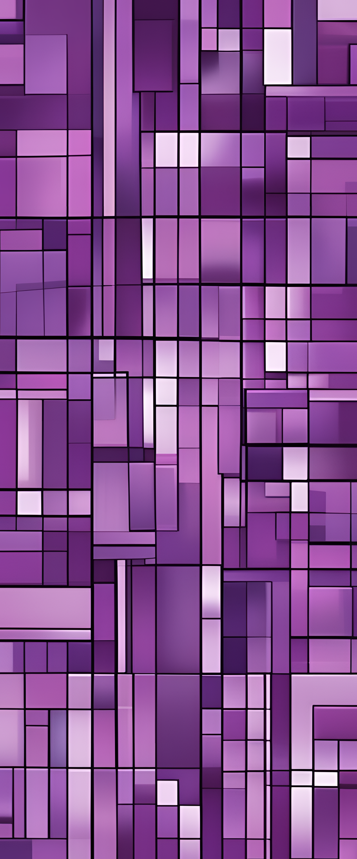 Vibrant cubist-inspired purple background.