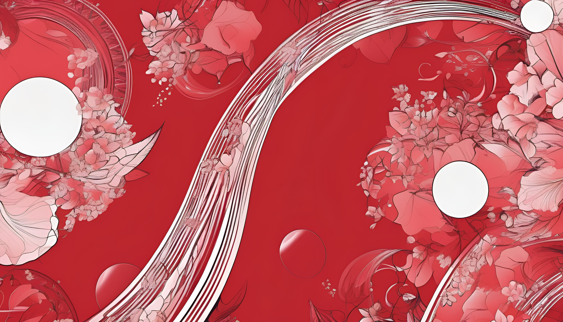 Vivid red abstract background with dynamic patterns.