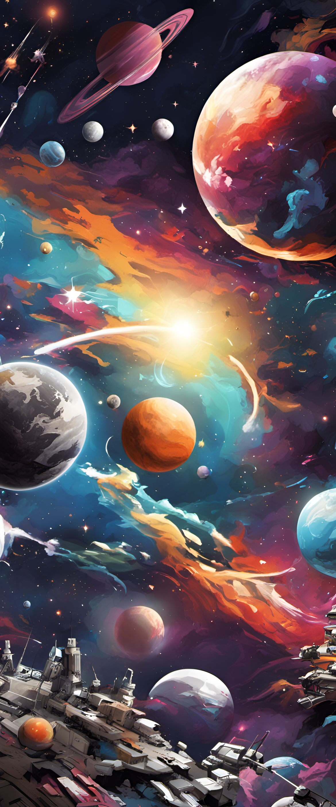 Stunning graffiti-inspired space wallpaper.