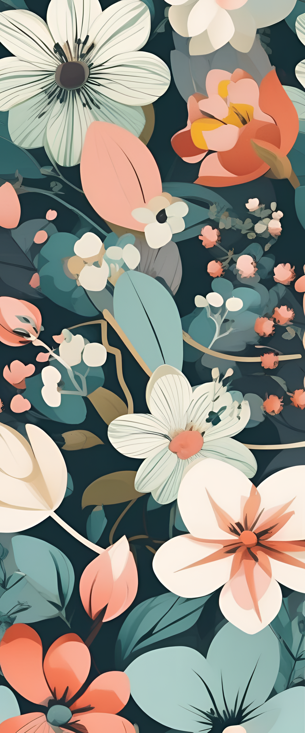 Stunning stylized artwork of a spring-themed phone wallpaper.