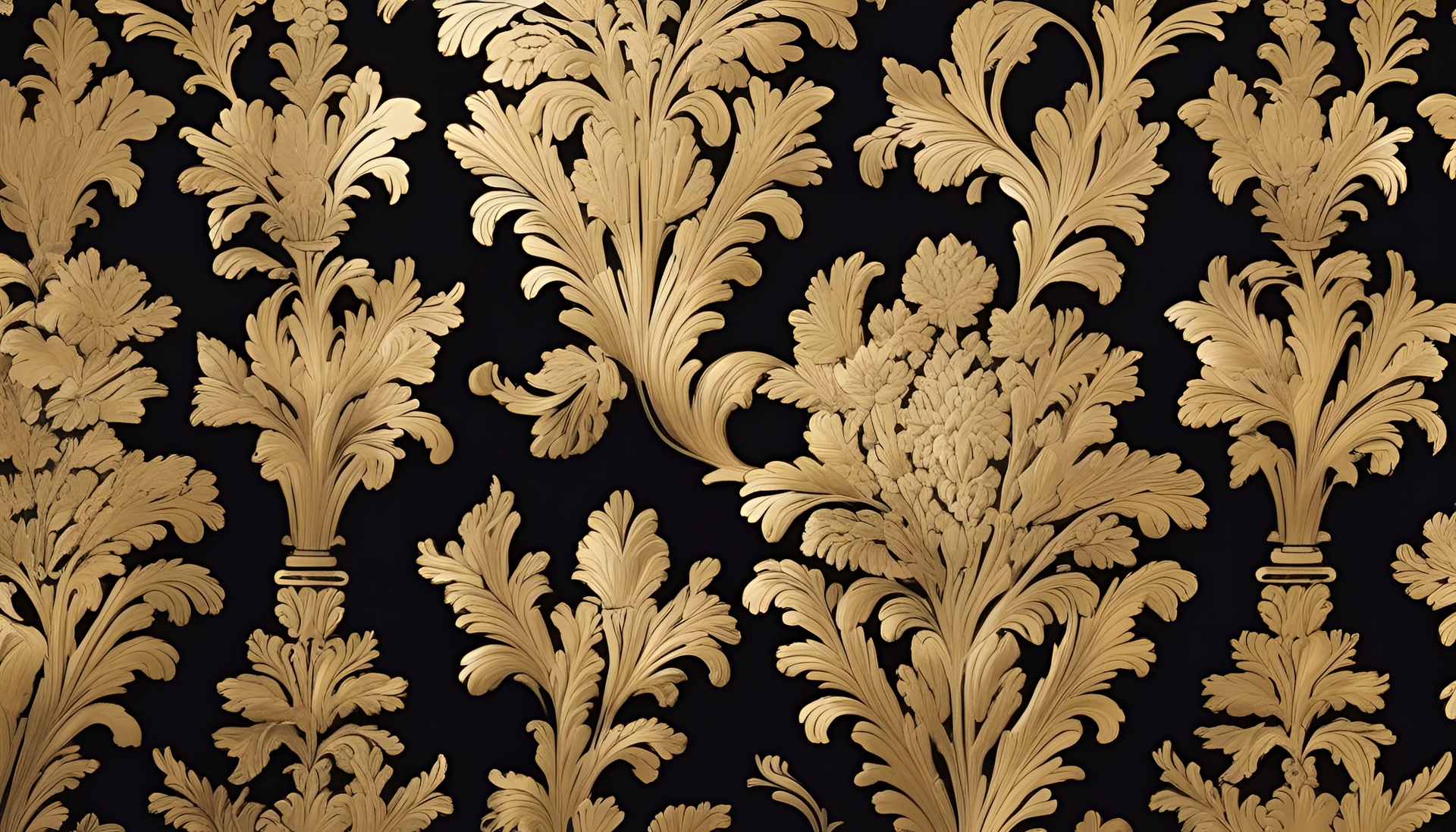 Golden vintage wallpaper with rich hues and intricate patterns.