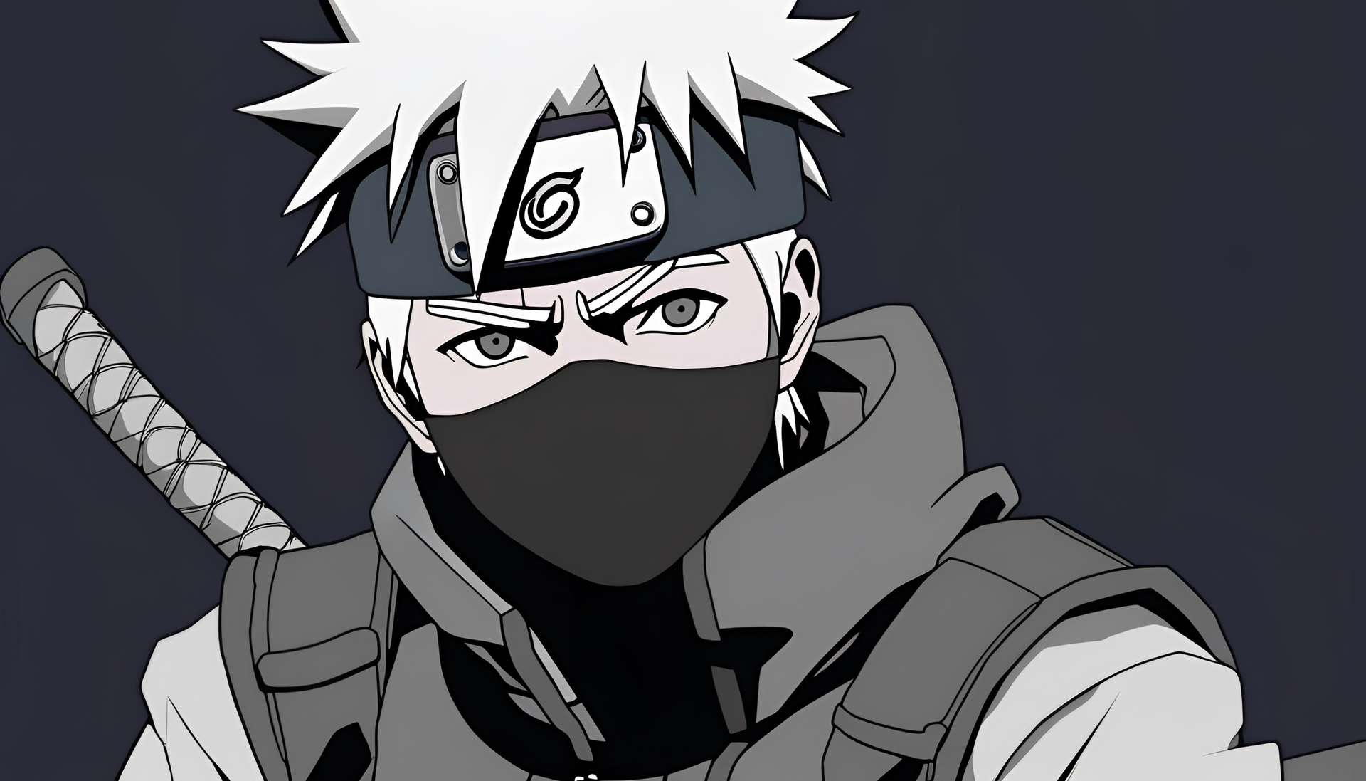 Kakashi Hatake with Sharingan eye and lightning bolt background