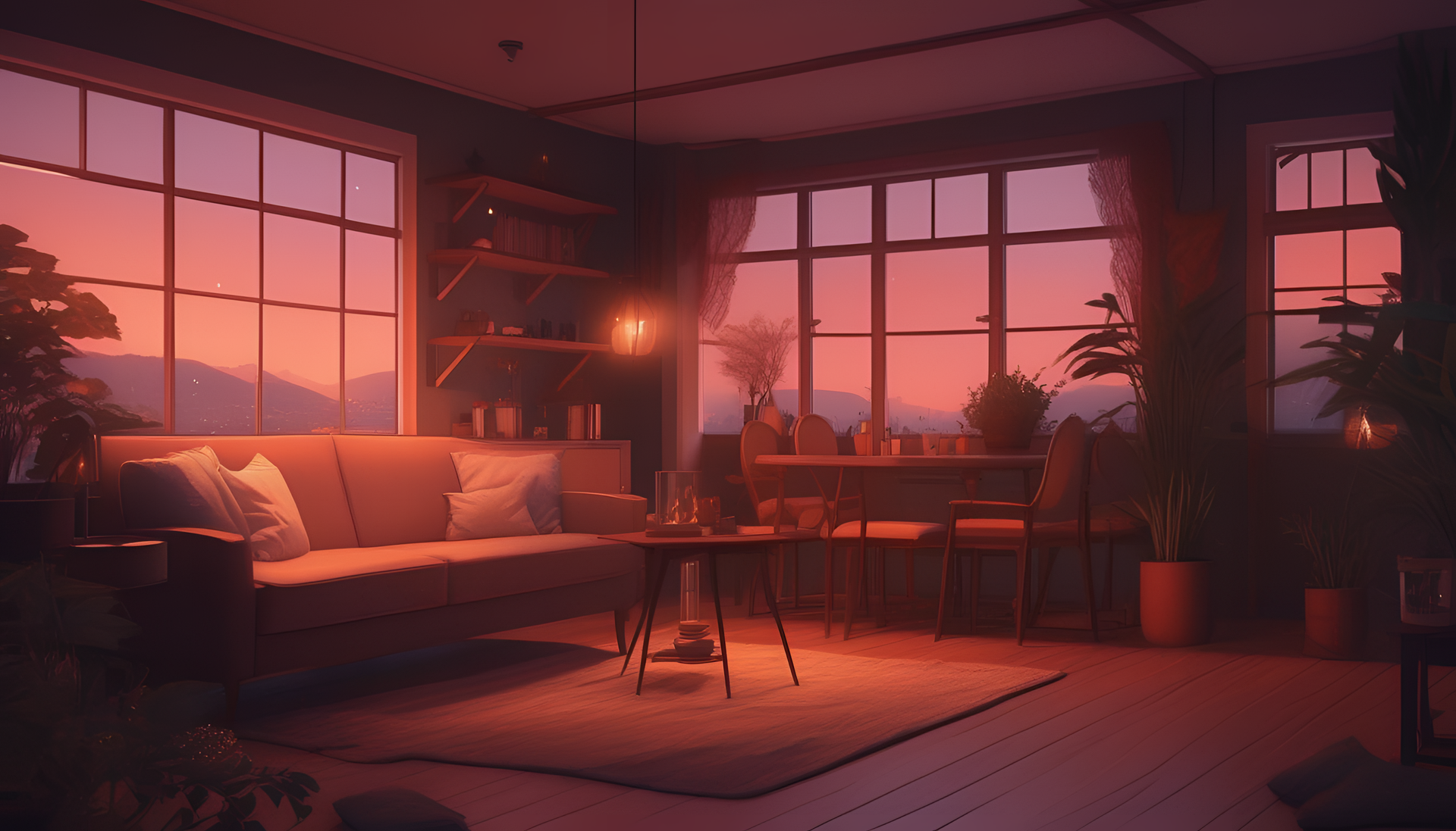 Cosy evening ambiance with aesthetically pleasing background.