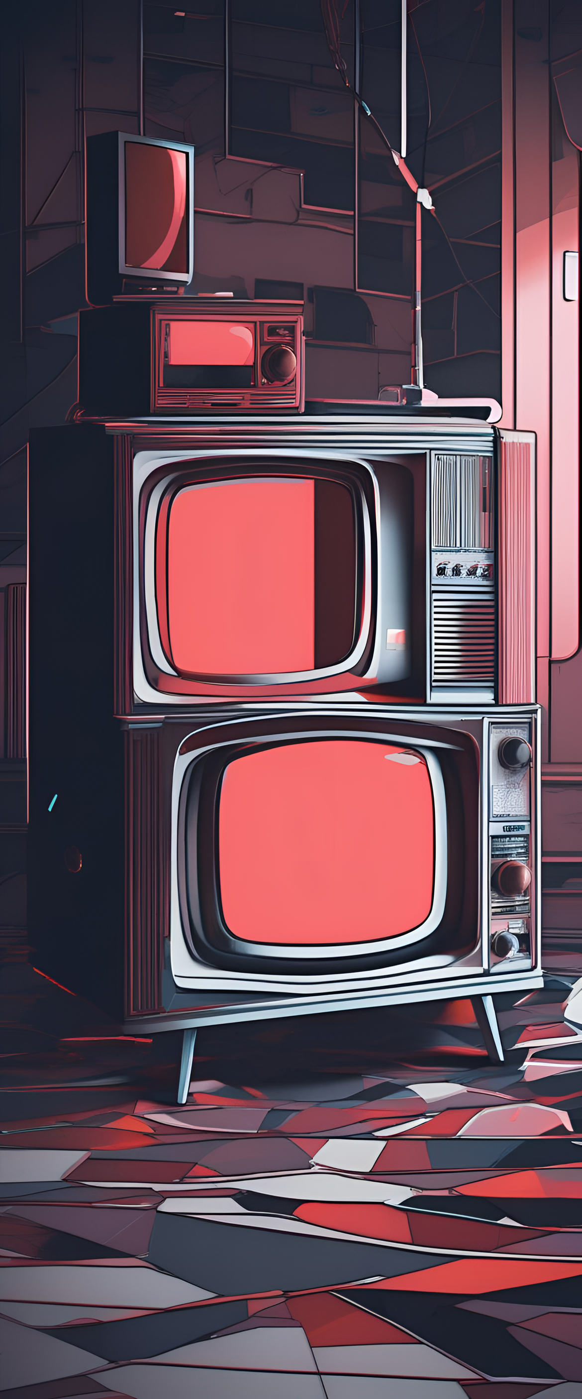 Glitching Among Us wallpaper with retro TV vibes.