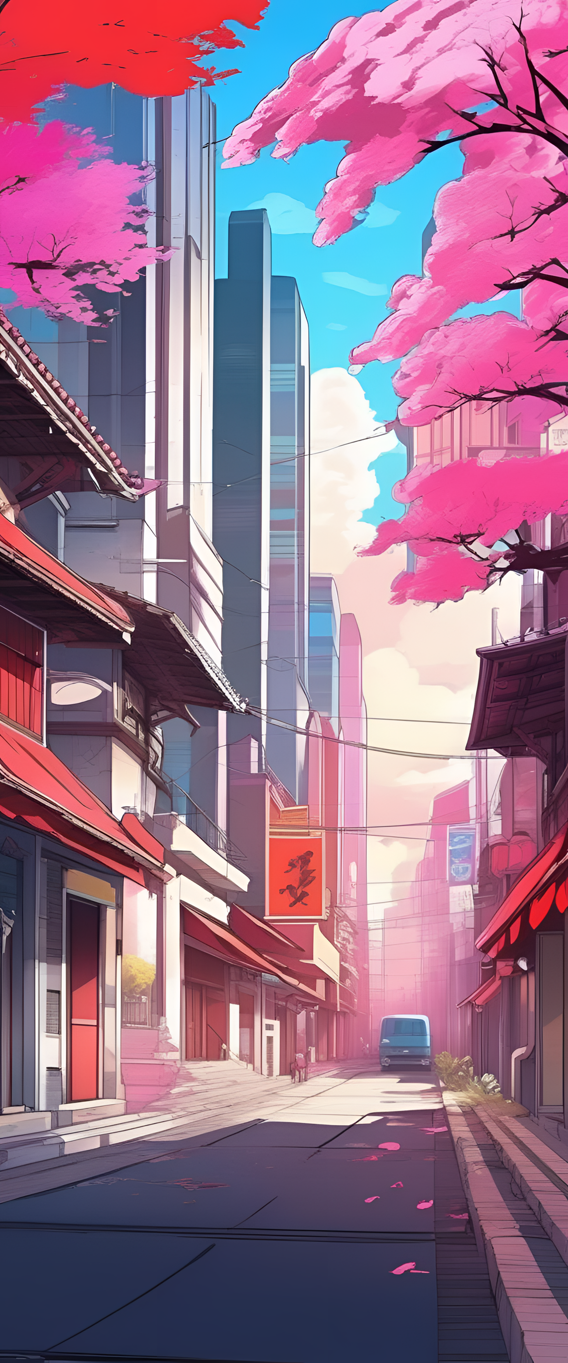 Colorful anime-inspired phone wallpaper with vibrant clashing shades.