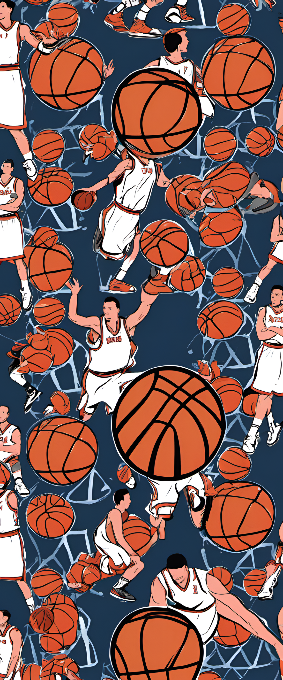 Basketball-themed phone wallpaper with dynamic design and vibrant colors.