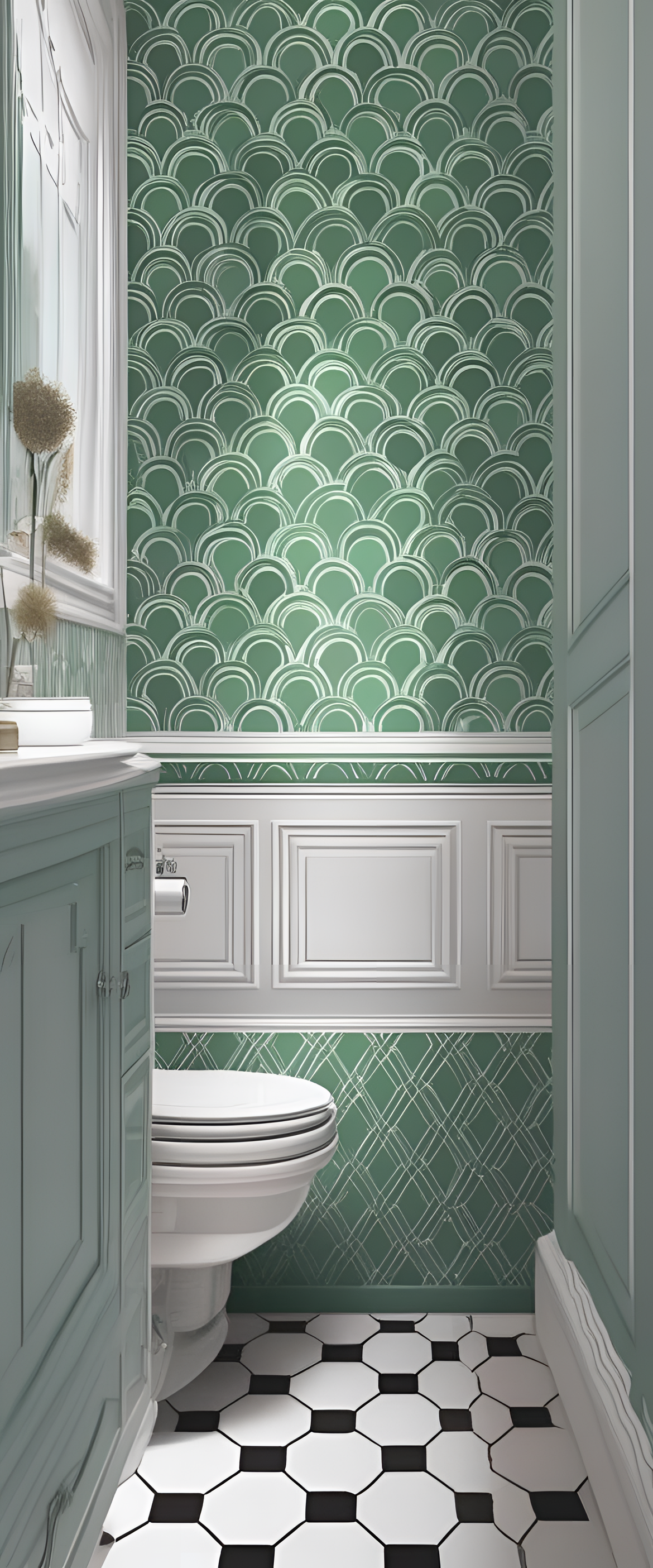 Bathroom-themed wallpaper with a modern design