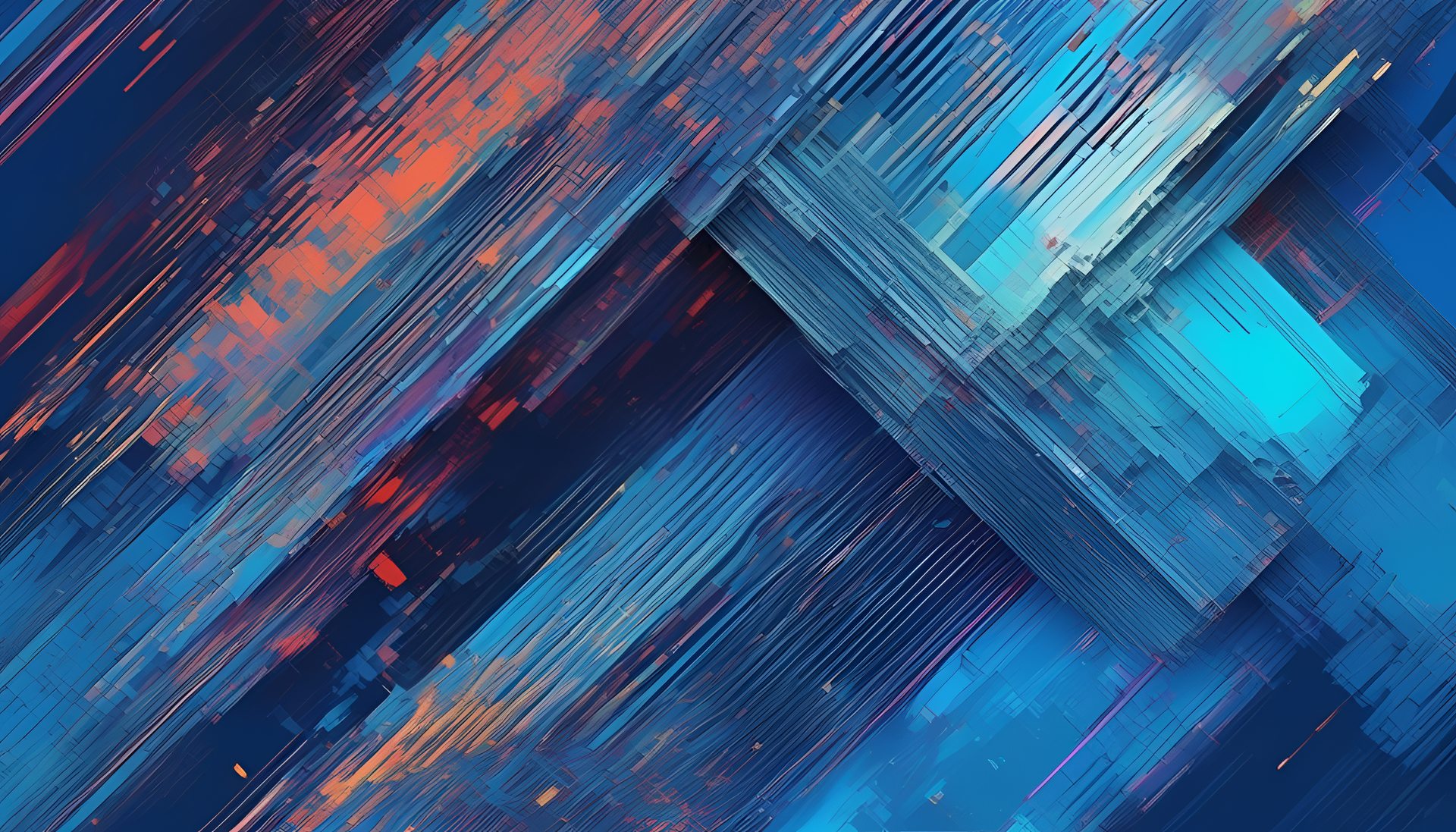 Blue glitch art wallpaper with ultra-detailed patterns.