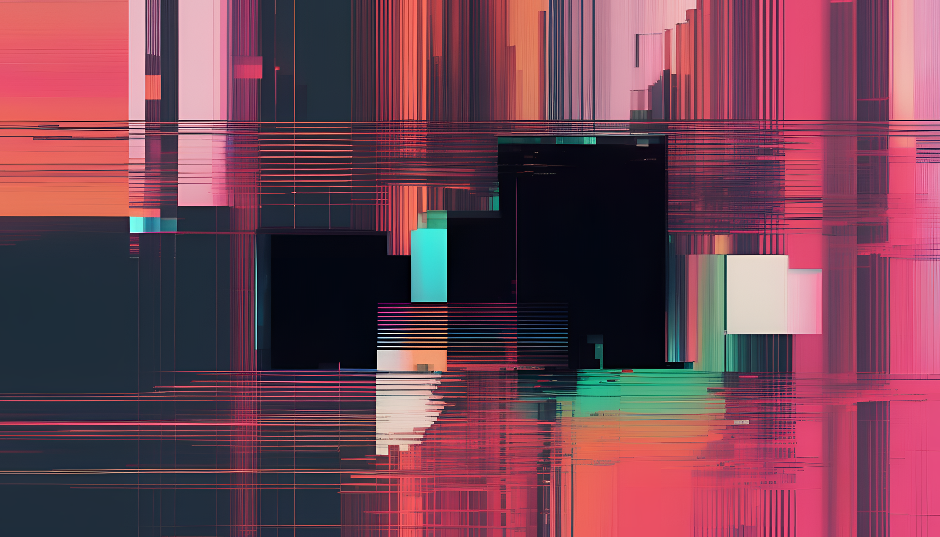 Abstract digital artwork depicting a glitched pattern resembling a broken screen.