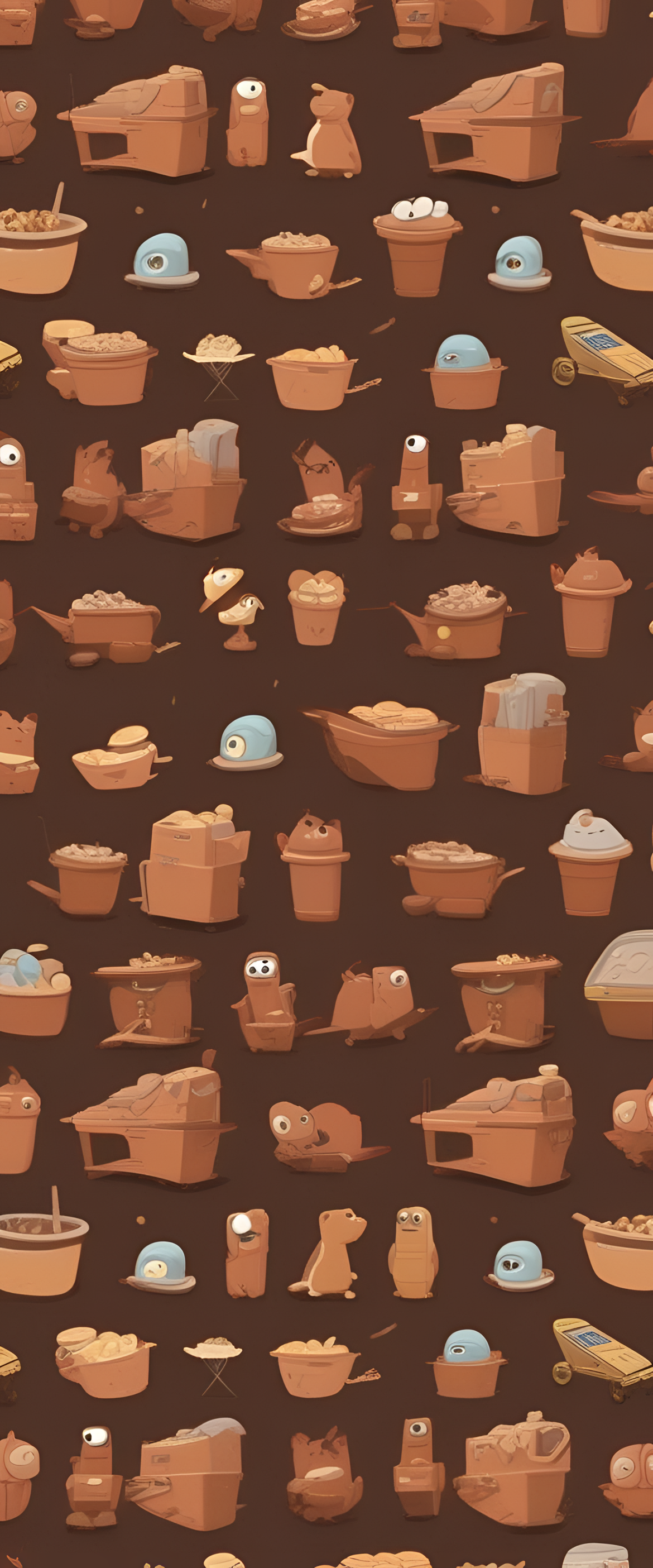 Brown aesthetic Pixar-style wallpaper.