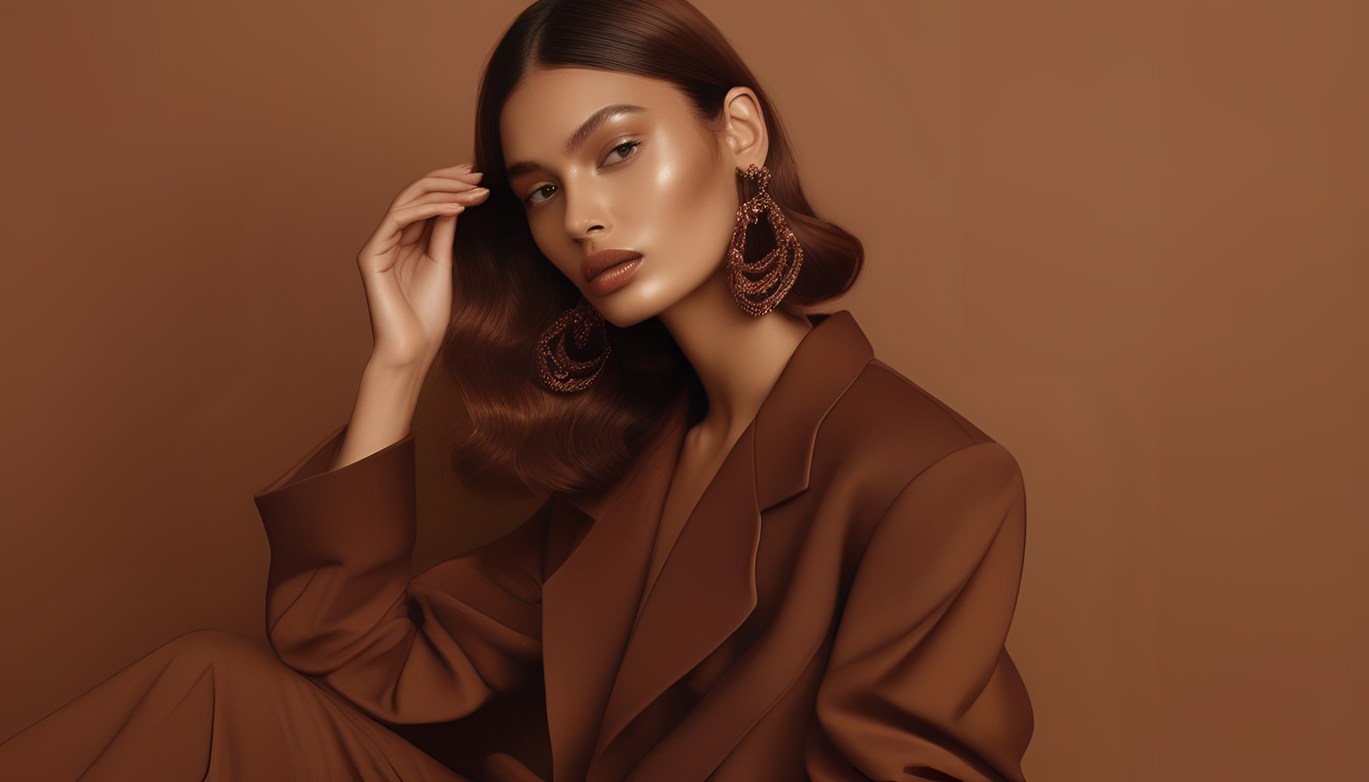 Brown aesthetic high fashion photography wallpaper.