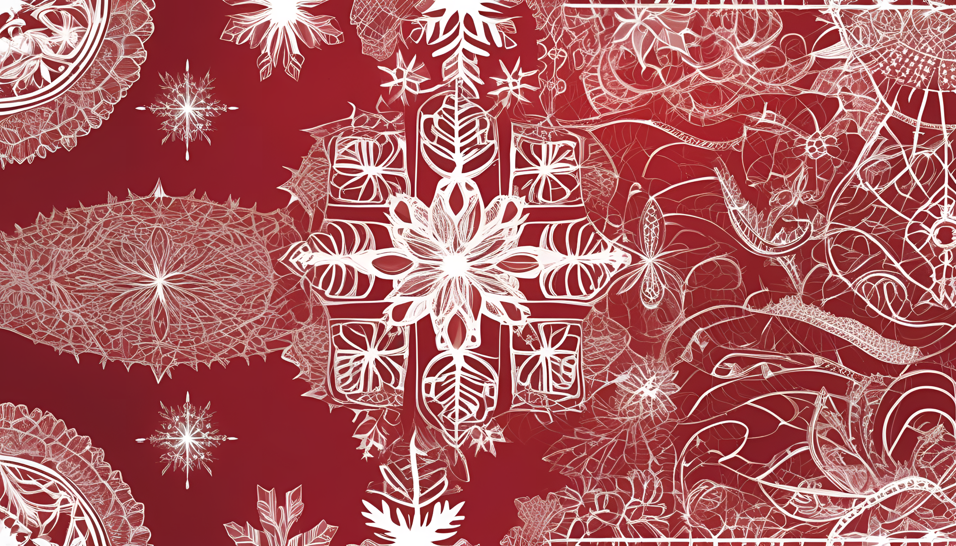 Intricate holiday-themed wallpaper with Christmas motifs.