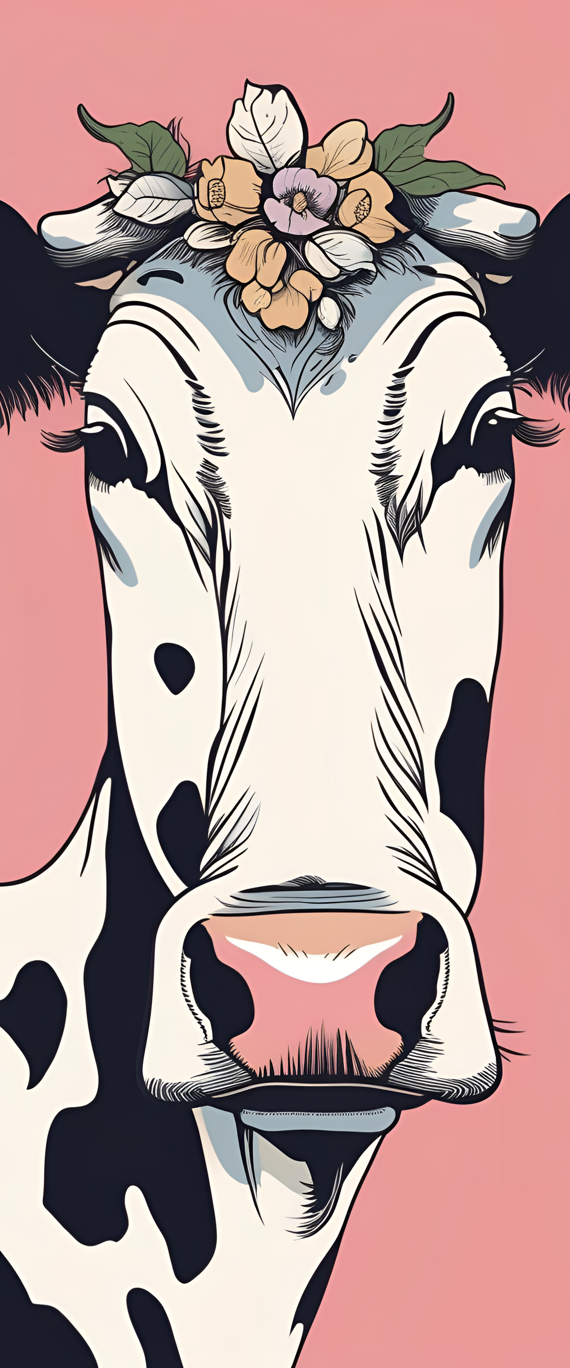 Cow print wallpaper with a playful twist.