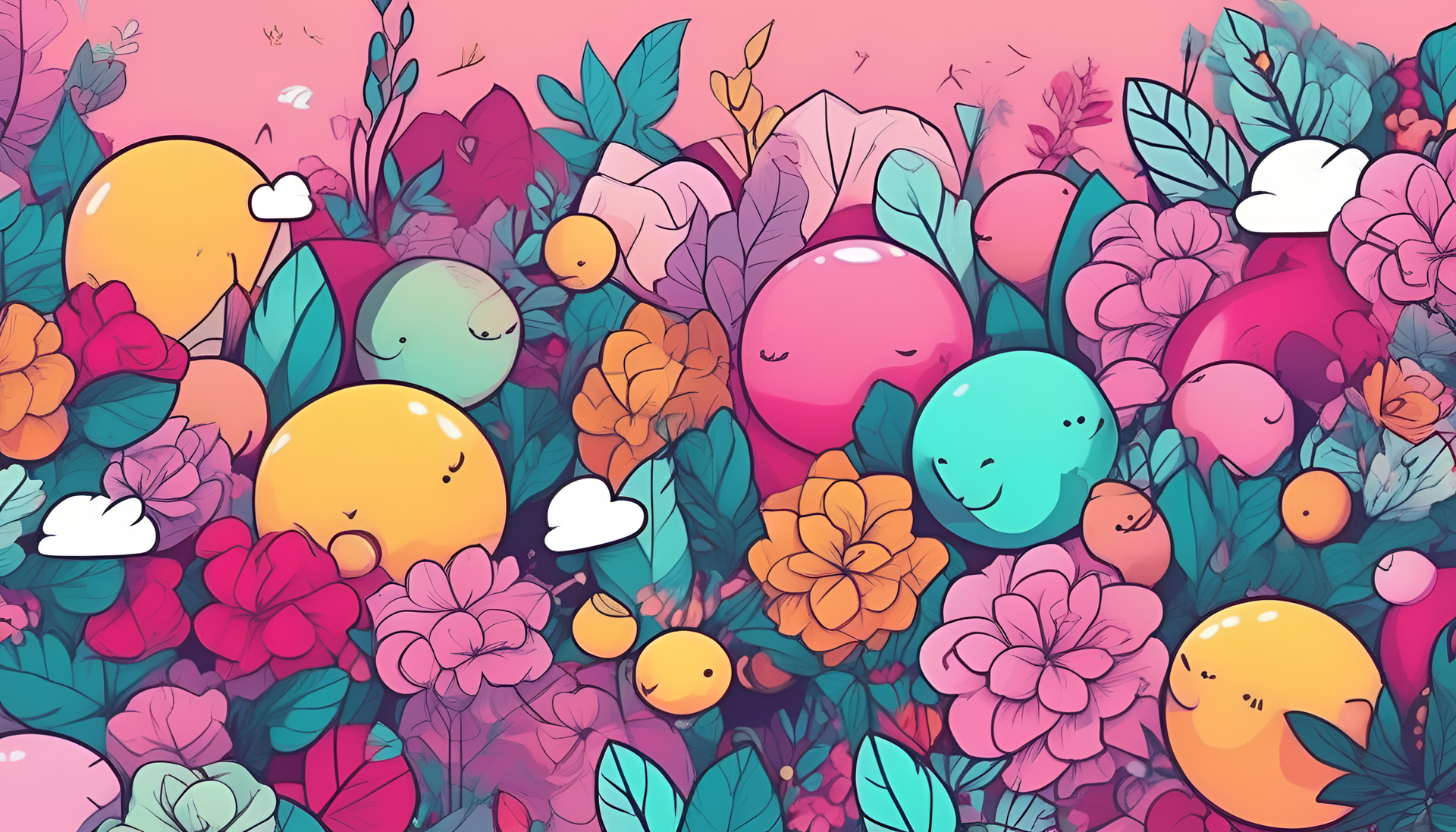 Vibrant and detailed cute aesthetic wallpaper with clashing colors.