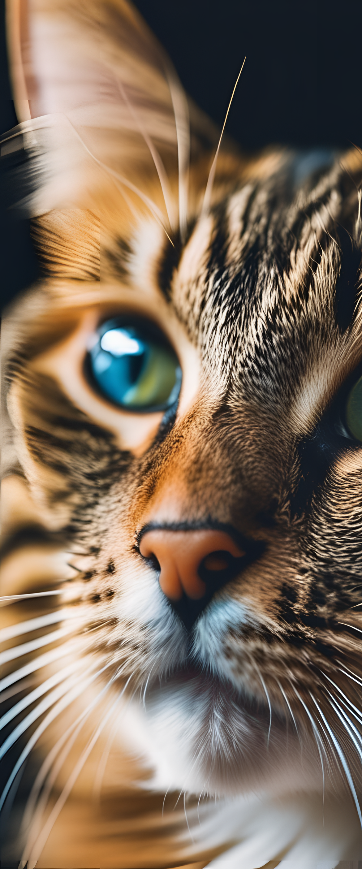 Close-up portrait of a cute cat with an endearing expression.