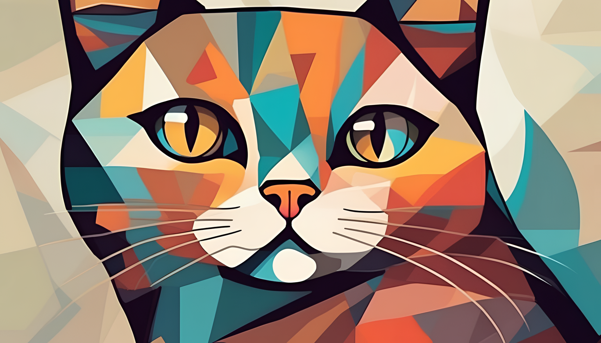 Cubist cute cat wallpaper.