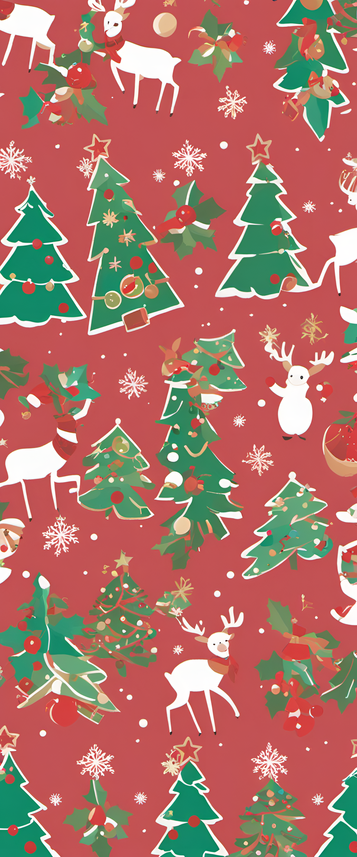 Muted-toned cute Christmas wallpaper with festive holiday elements.