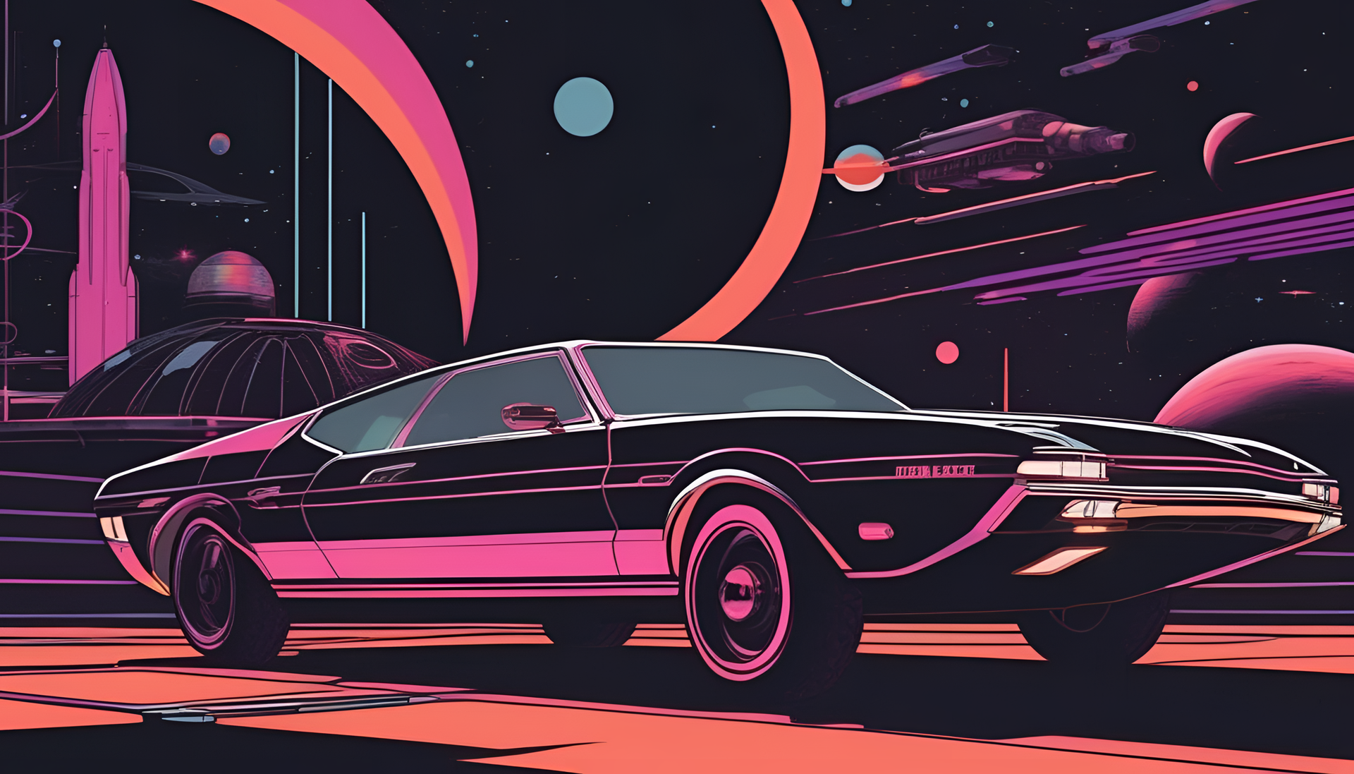 70's sci-fi inspired dark aesthetic wallpaper