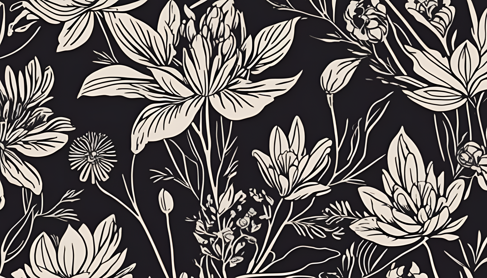 Dark aesthetic linocut print wallpaper.