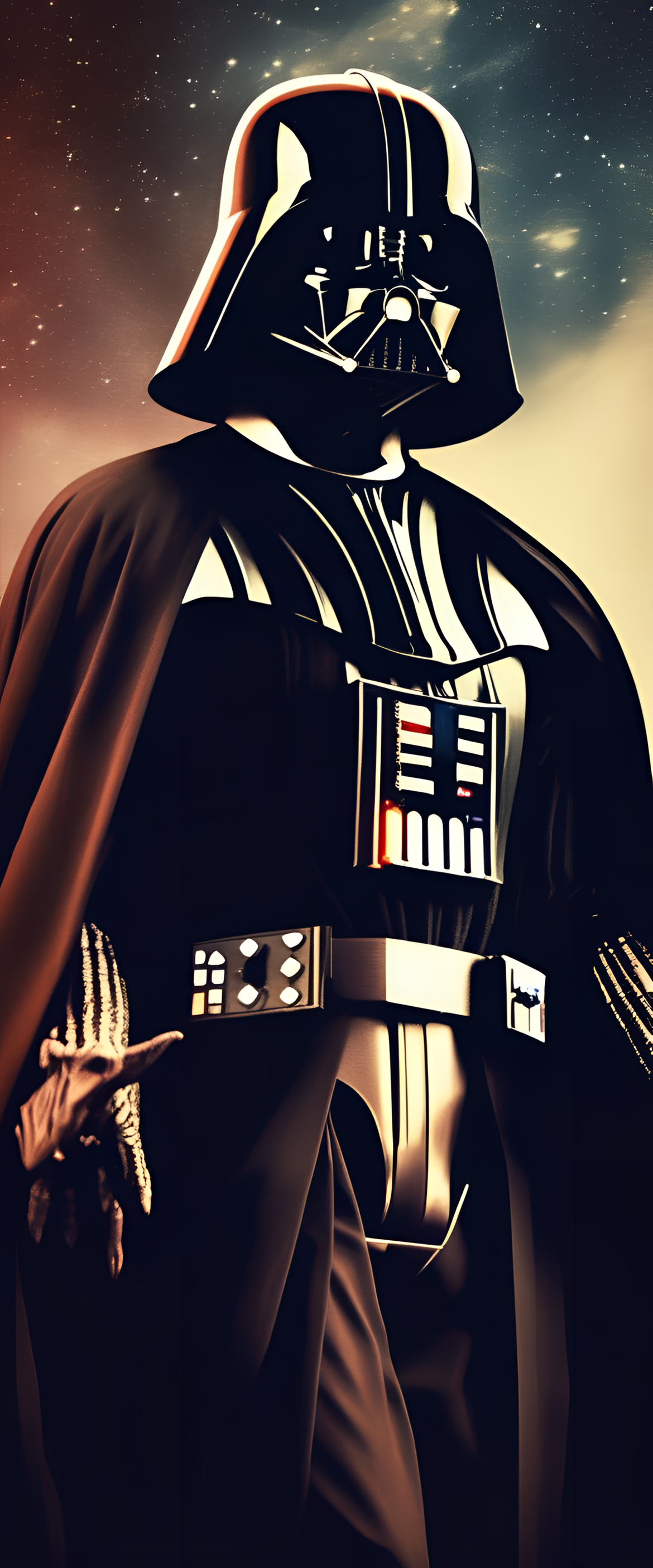 Vintage-style wallpaper featuring Darth Vader