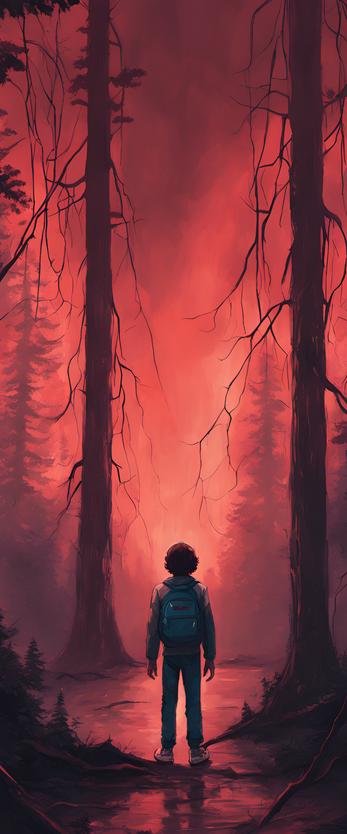 Dark silhouette of a character against a moody backdrop inspired by Stranger Things.