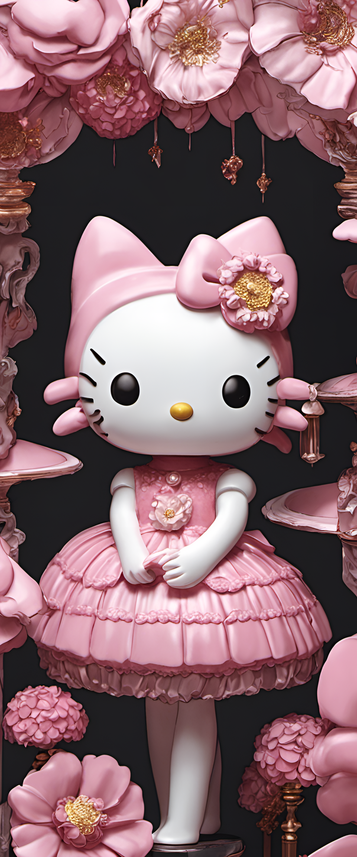 Stylized representation of Hello Kitty in an aesthetic design.