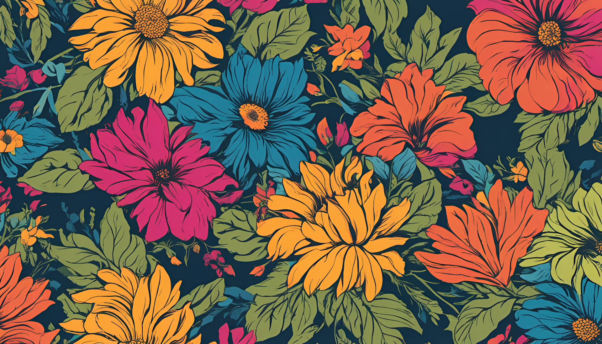 Vibrant floral desktop wallpaper with colorful blooms.