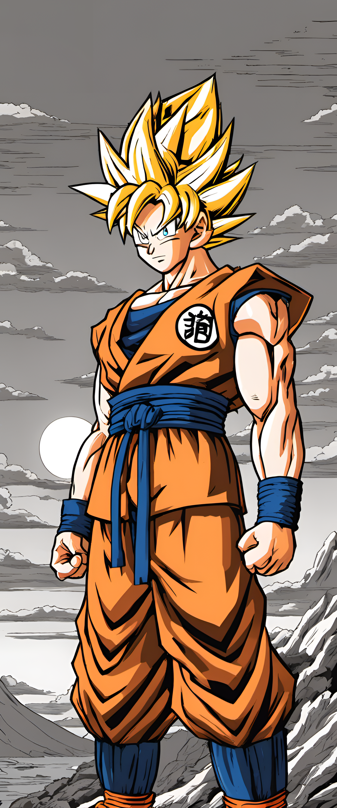 Goku's intense and determined expression in close-up.