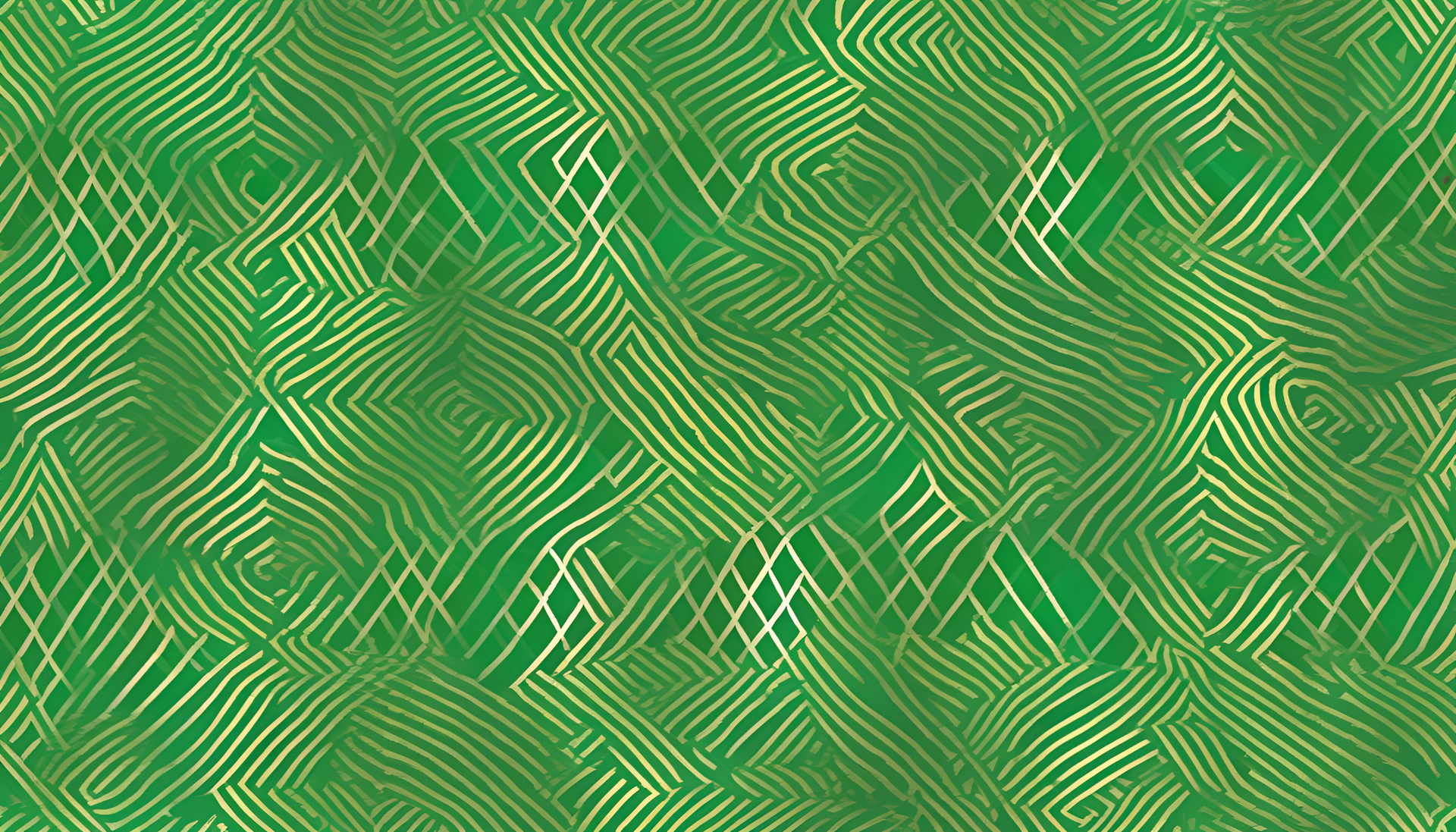 Vibrant green background with abstract patterns.