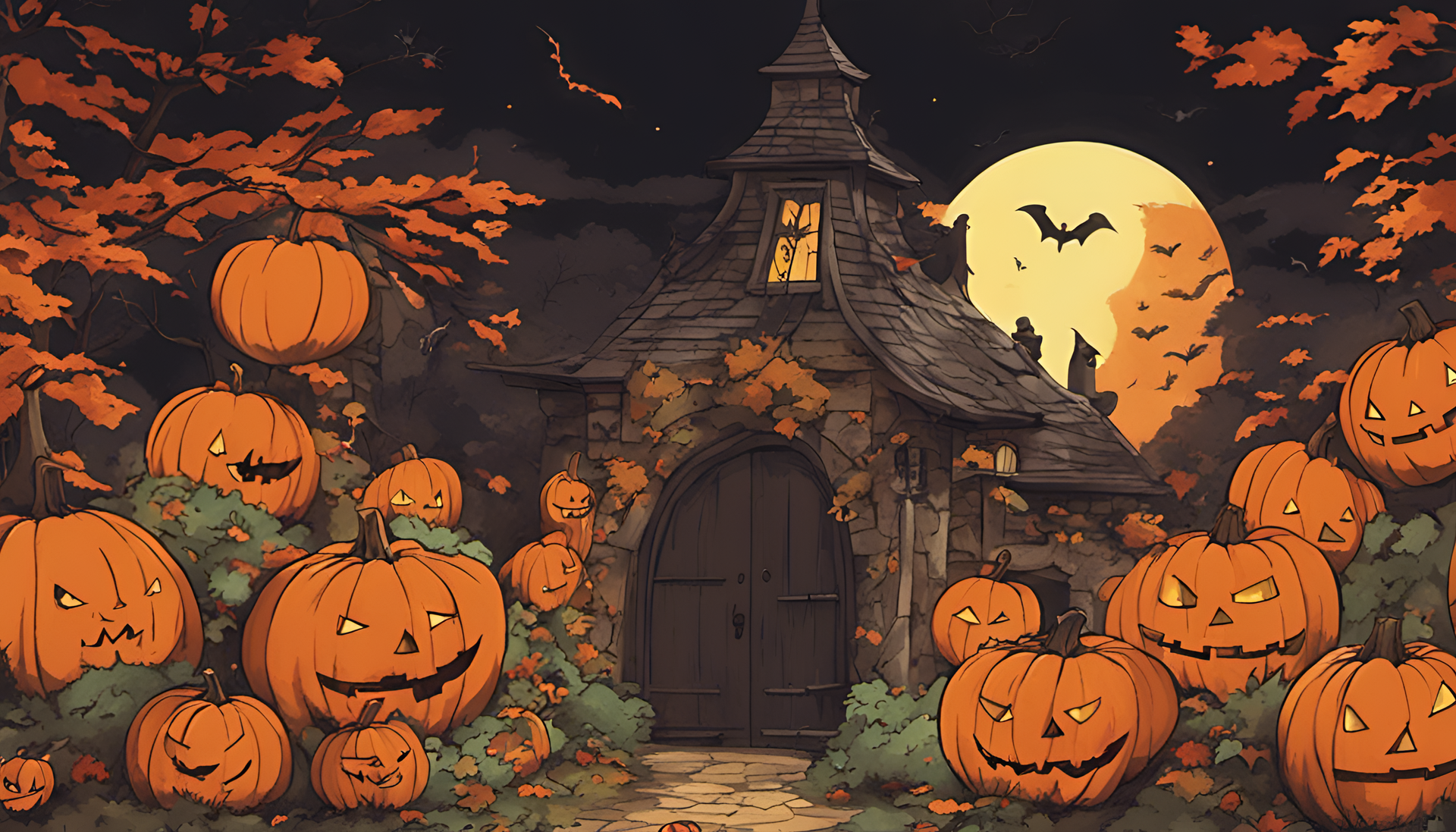 Studio Ghibli-inspired Halloween artwork