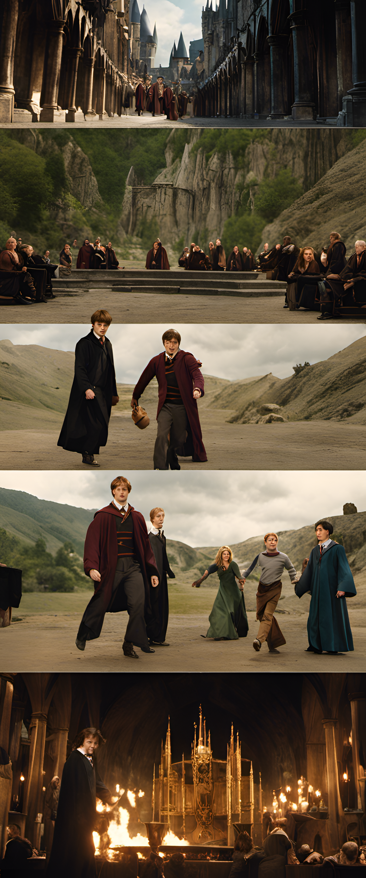 Harry Potter movie still featuring a magical scene with characters and scenery.