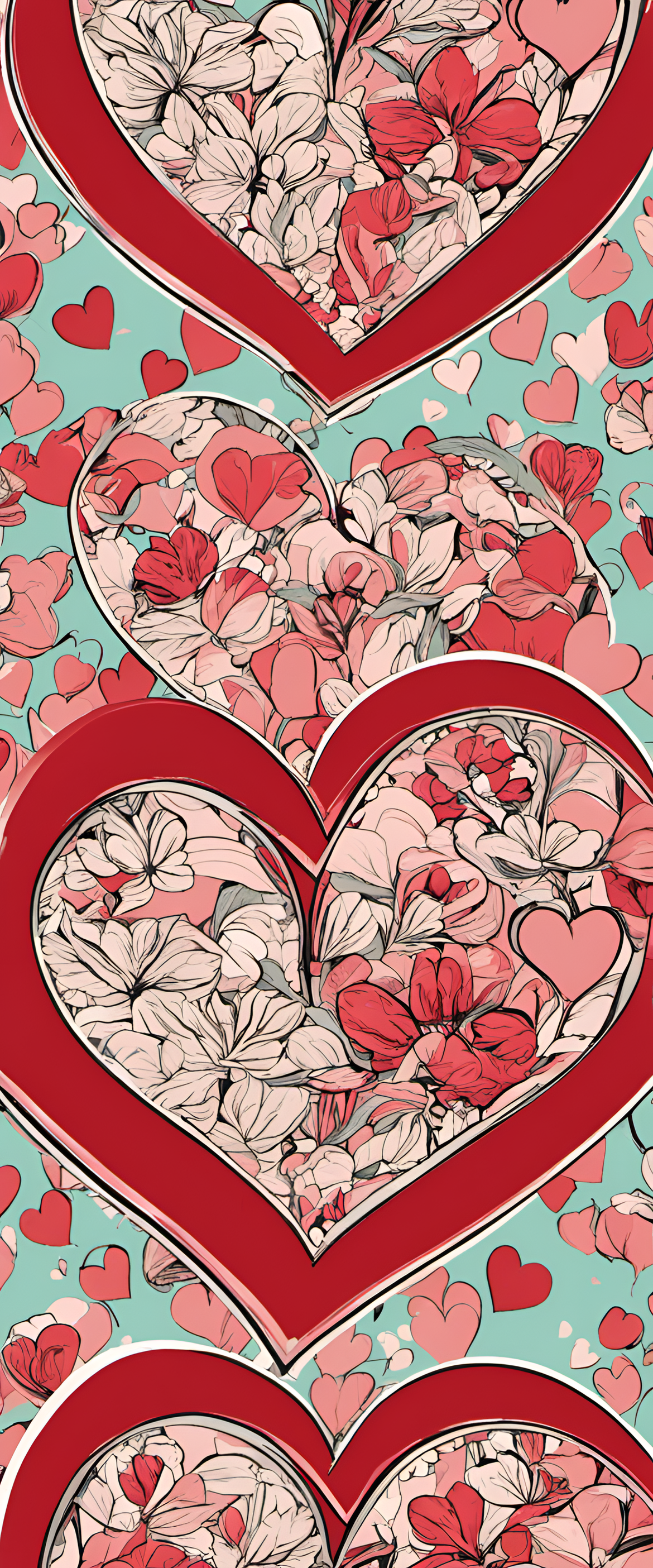 Glowing heart on patterned background.