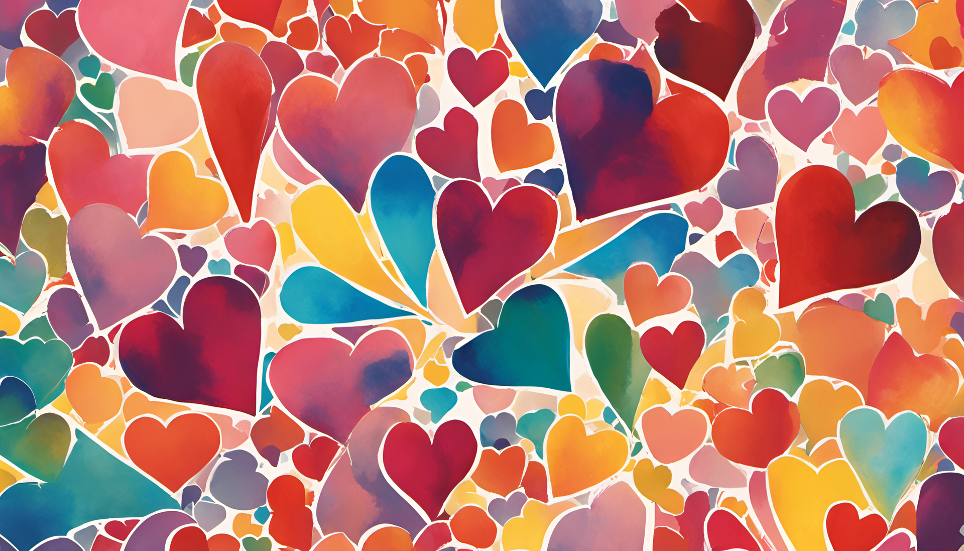 Vibrant heart-shaped design in analogous colors.