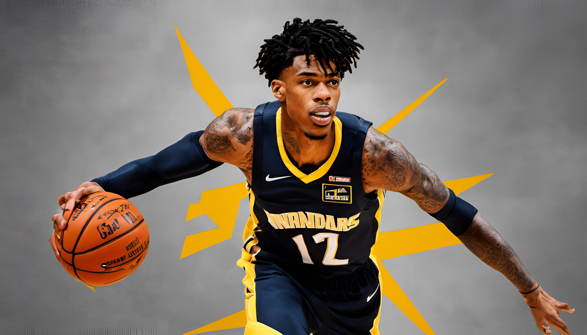 Ja Morant's dynamic and electrifying basketball skills showcased in a vibrant HD desktop wallpaper.