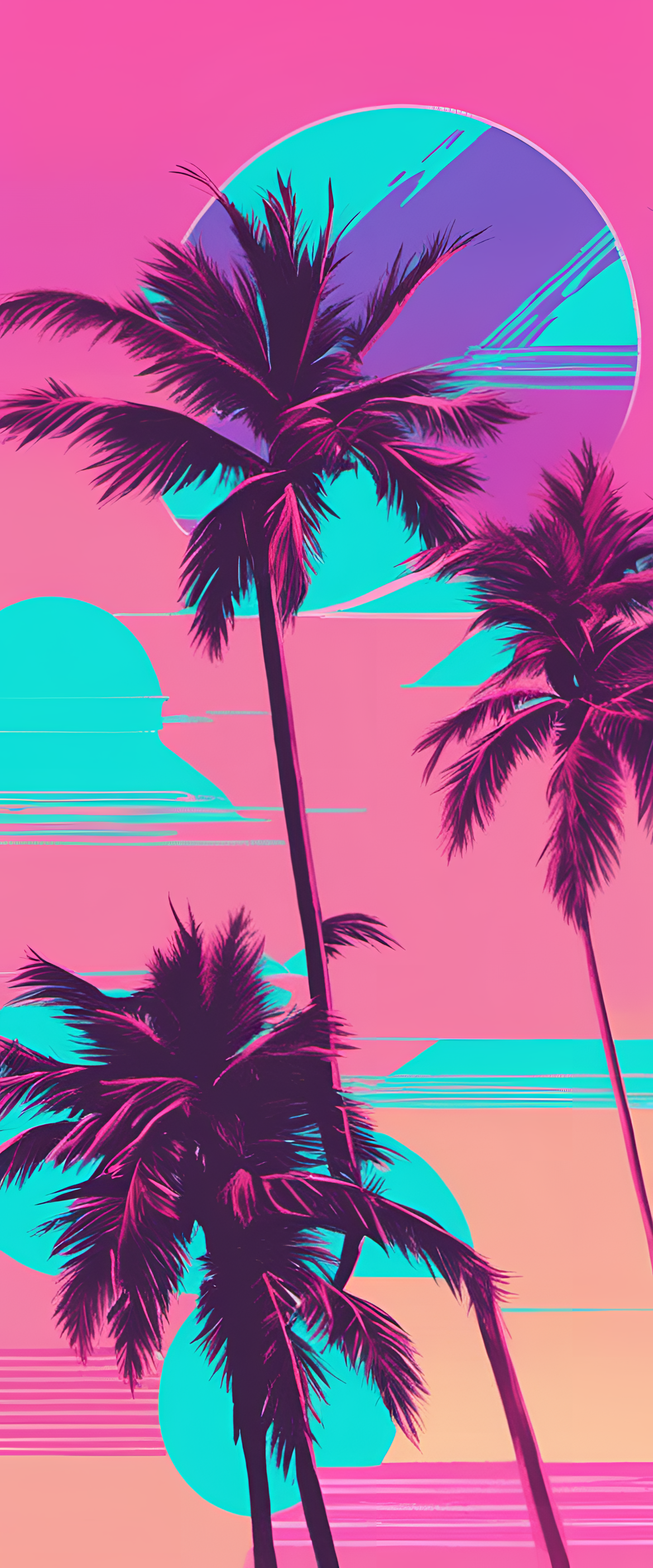 Synthwave-inspired wallpaper featuring Juice WRLD against a pastel Miami-style backdrop.