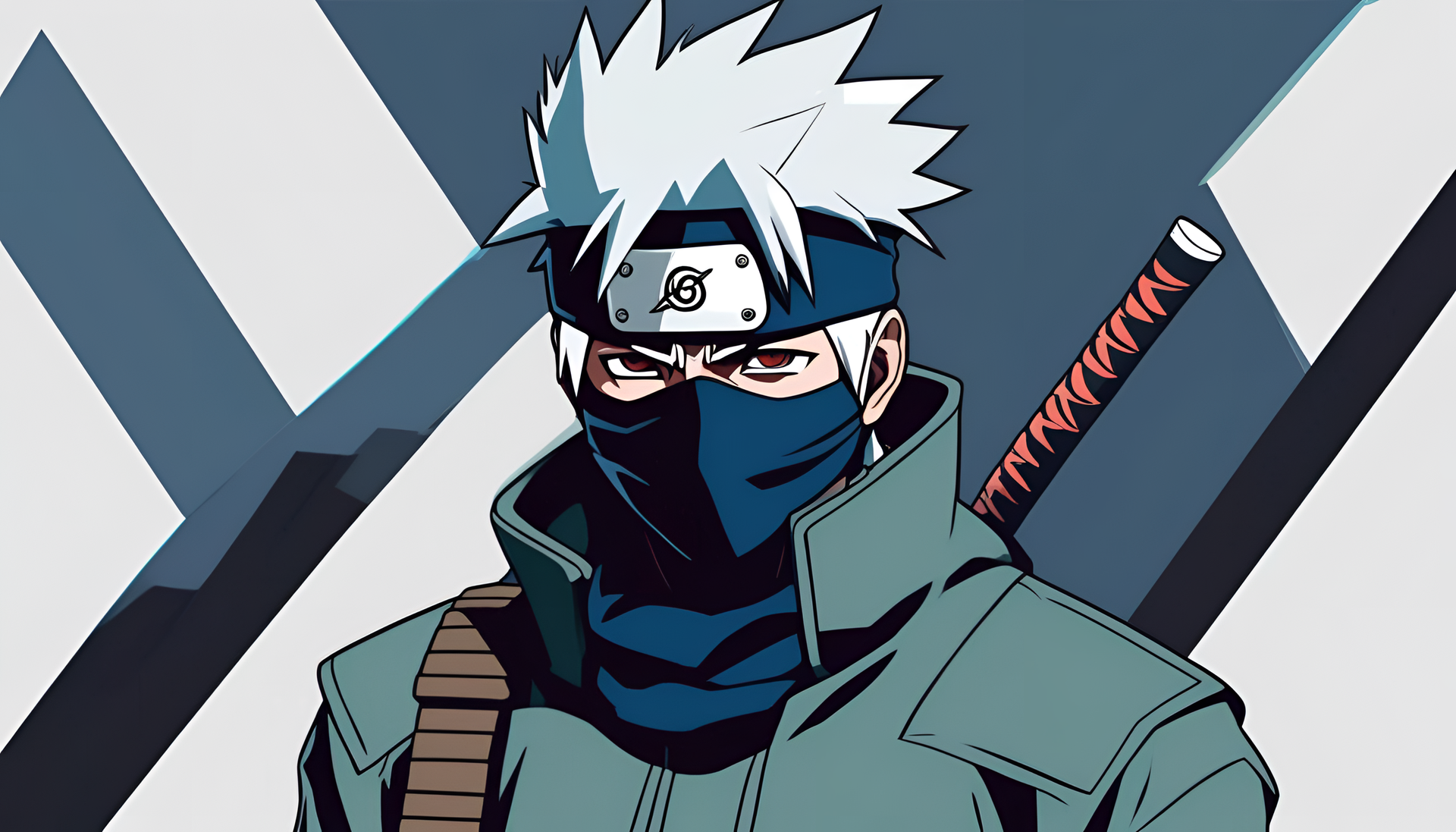 Kakashi wearing a heroic pose in animated style wallpaper